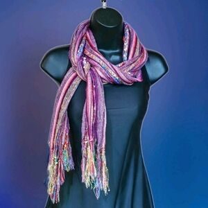 mark. By Avon Scarf Multicolored Striped 18"×72" Purple EUC